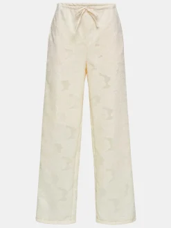 Women Source Unknown Clothing-Drawstring Jacquard Pants, Ivory