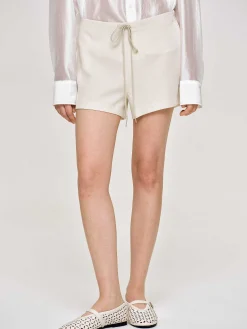 Women Source Unknown Clothing-Drawstring Shorts, Alabaster