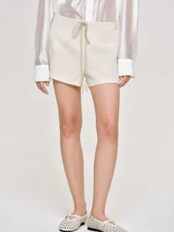 Women Source Unknown Clothing-Drawstring Shorts, Alabaster