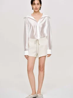 Women Source Unknown Clothing-Drawstring Shorts, Alabaster