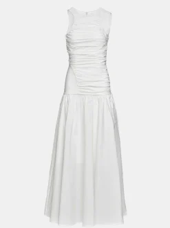 Women Source Unknown Accessories-Drop Waist Ruched Dress, Off White