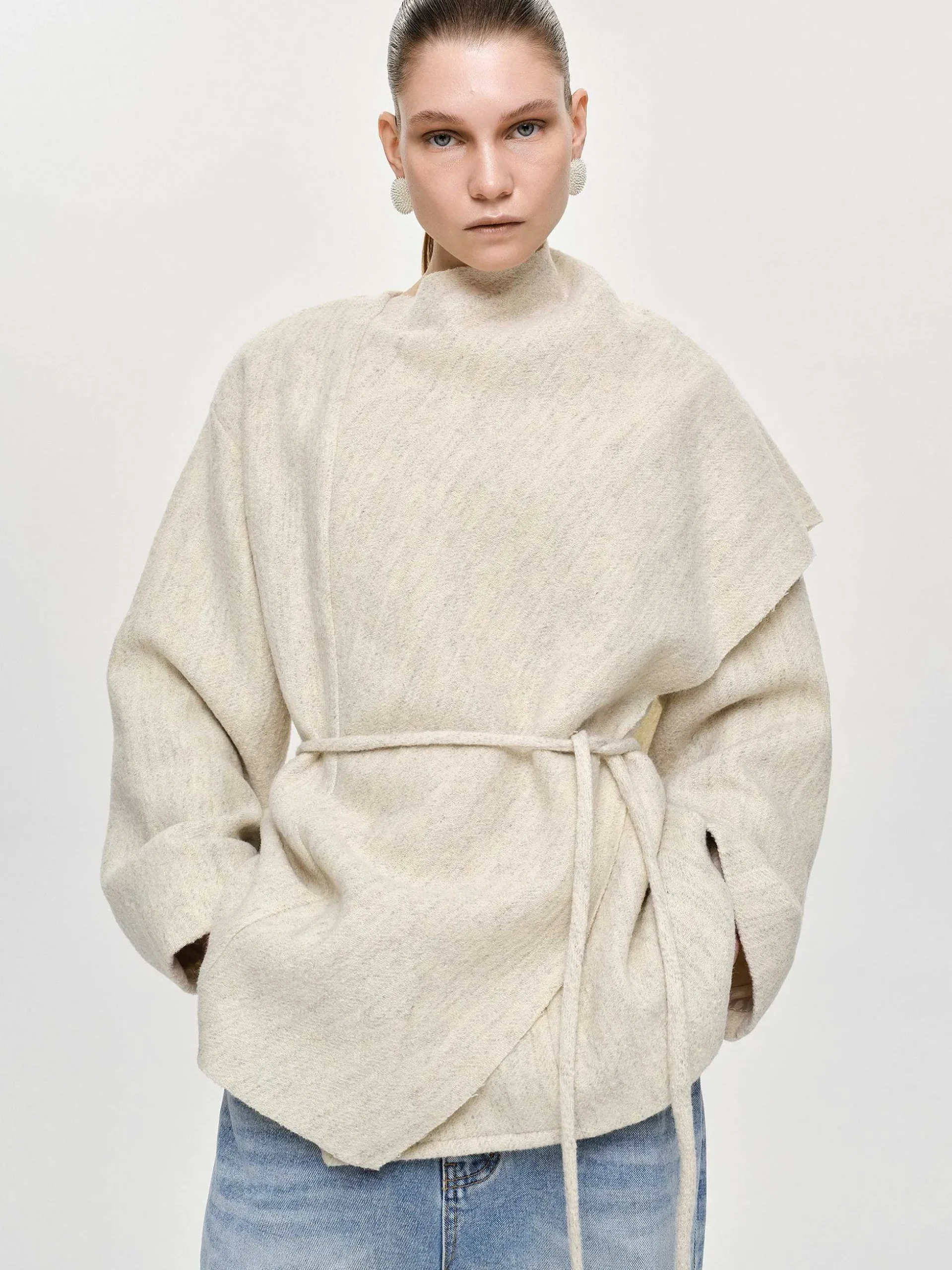Women Source Unknown Accessories-Edmea Scarf-Detailed Jacket, Egret