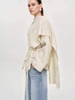 Women Source Unknown Accessories-Edmea Scarf-Detailed Jacket, Egret