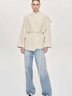 Women Source Unknown Accessories-Edmea Scarf-Detailed Jacket, Egret