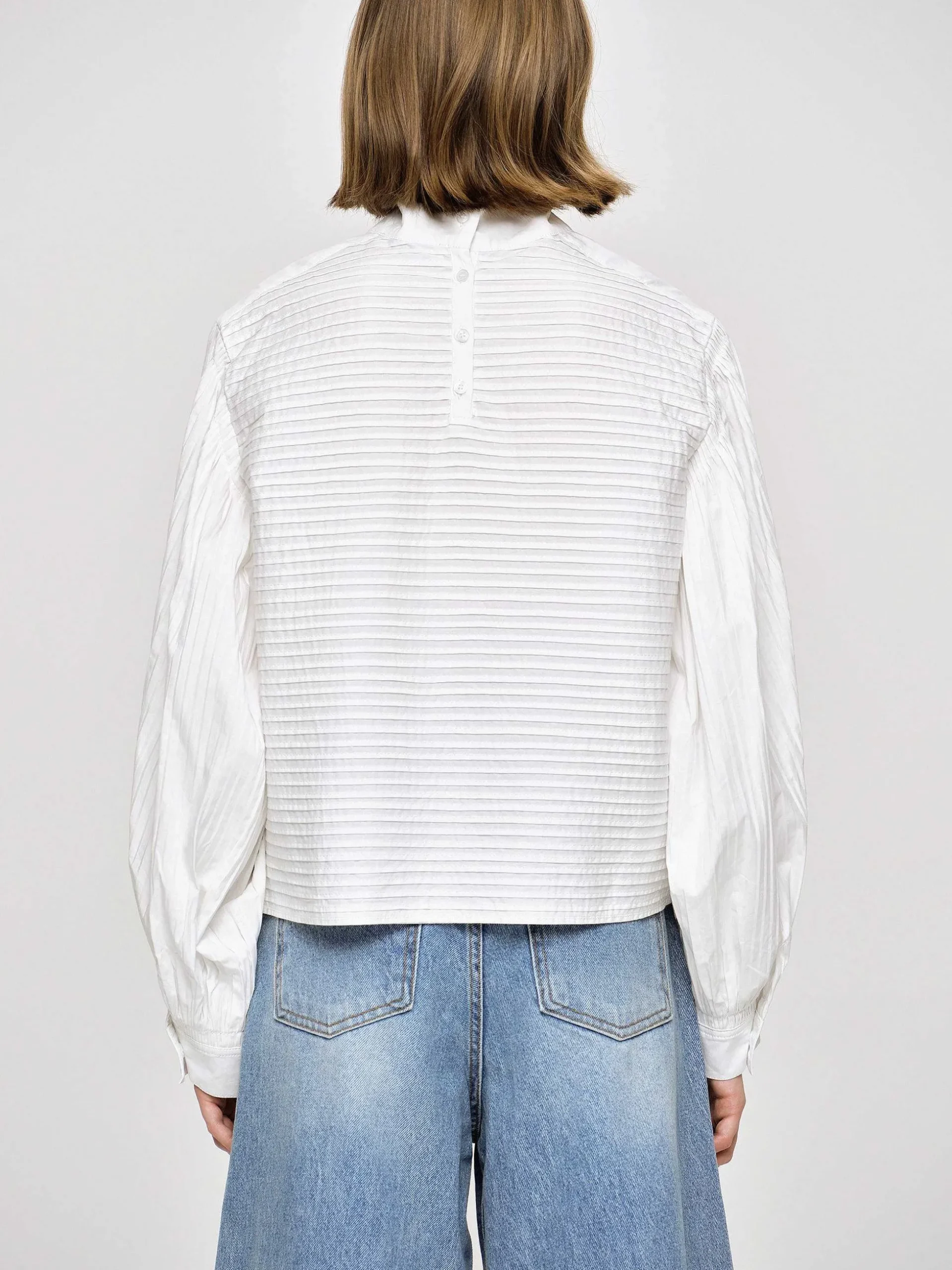 Women Source Unknown Tops-Erza Volume Blouse, White