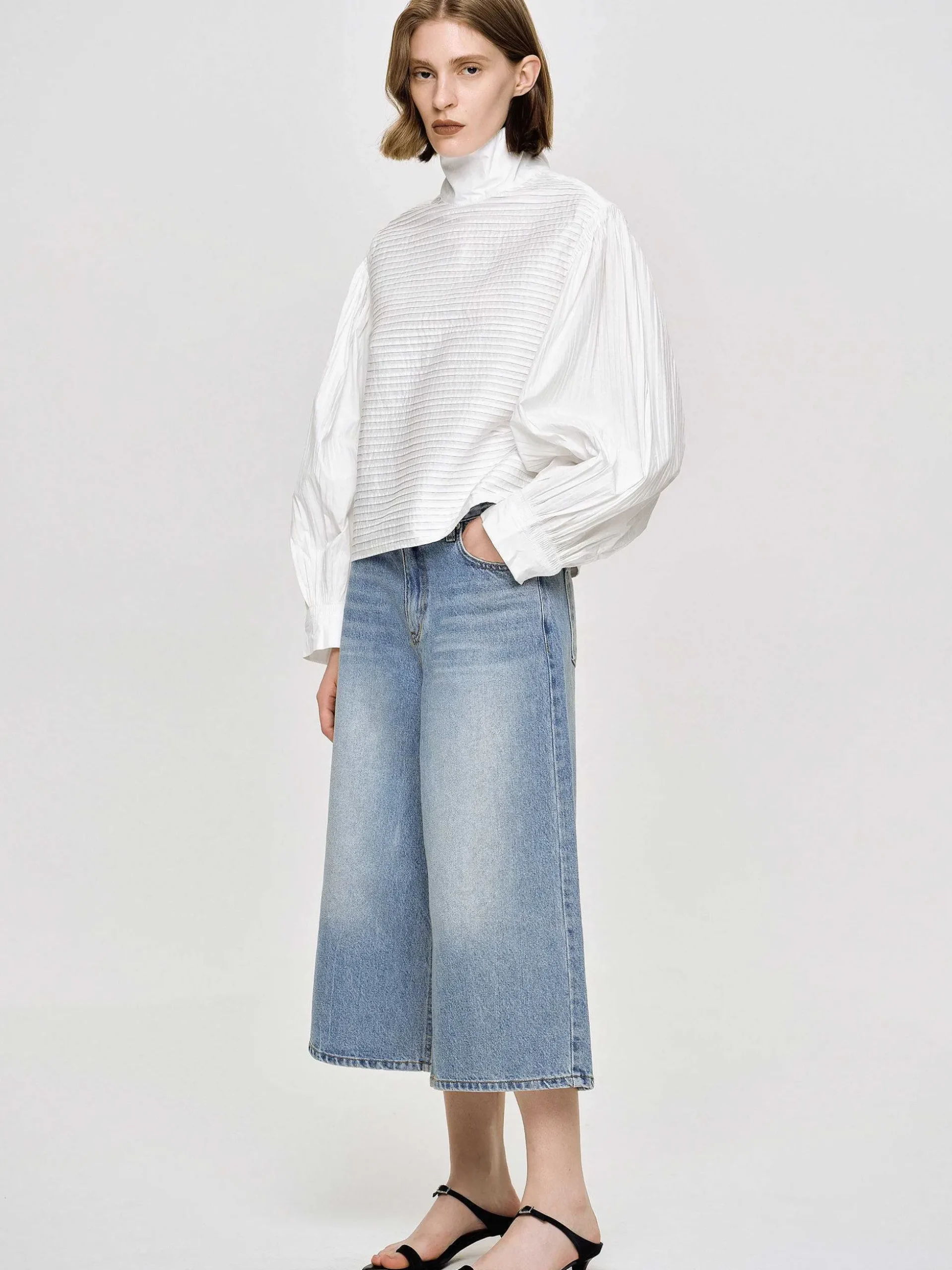 Women Source Unknown Tops-Erza Volume Blouse, White