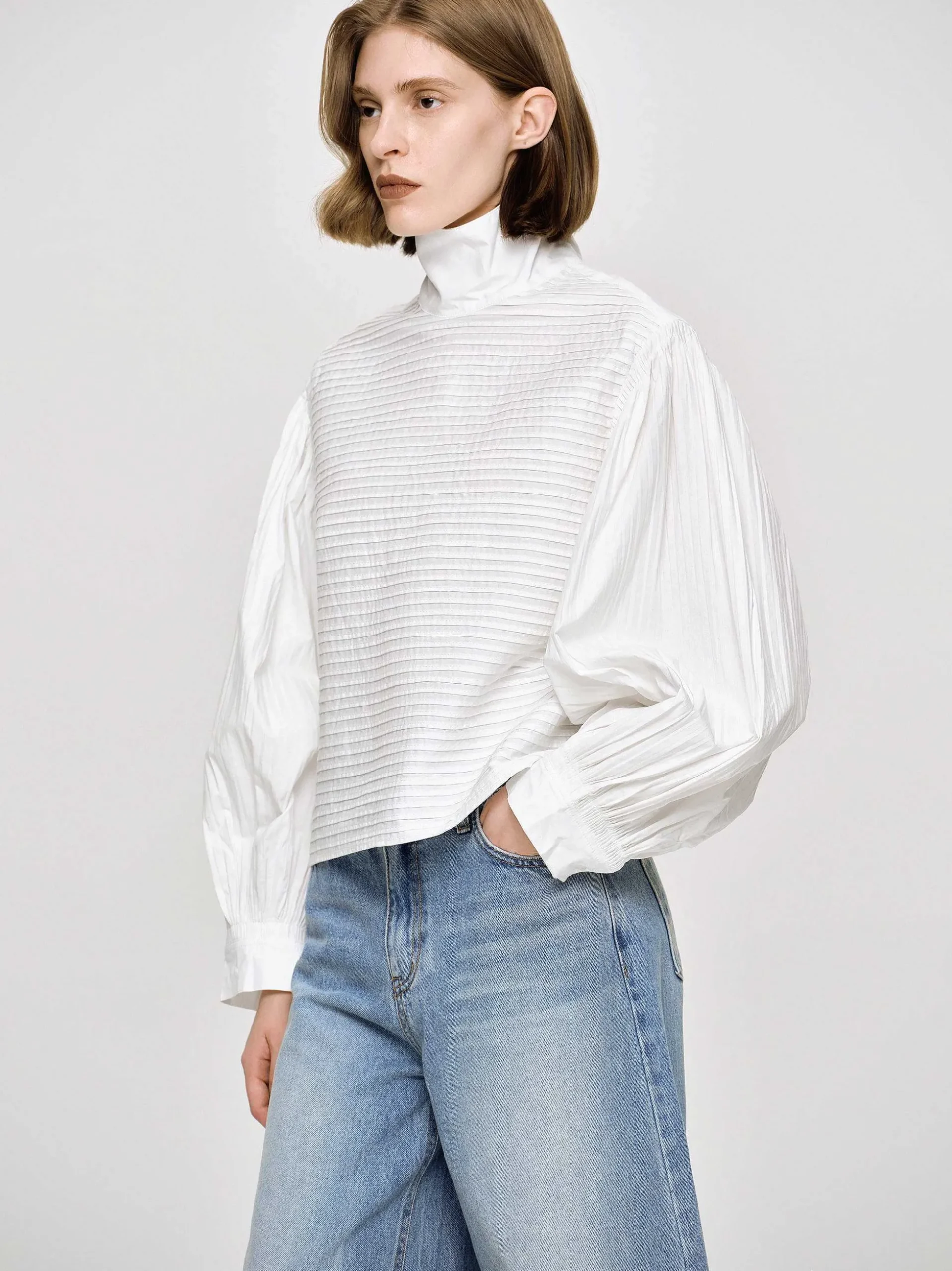 Women Source Unknown Clothing-Erza Volume Blouse, White