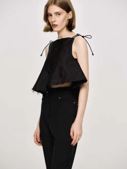 Women Source Unknown Tops-Extra Cropped Camisole, Black