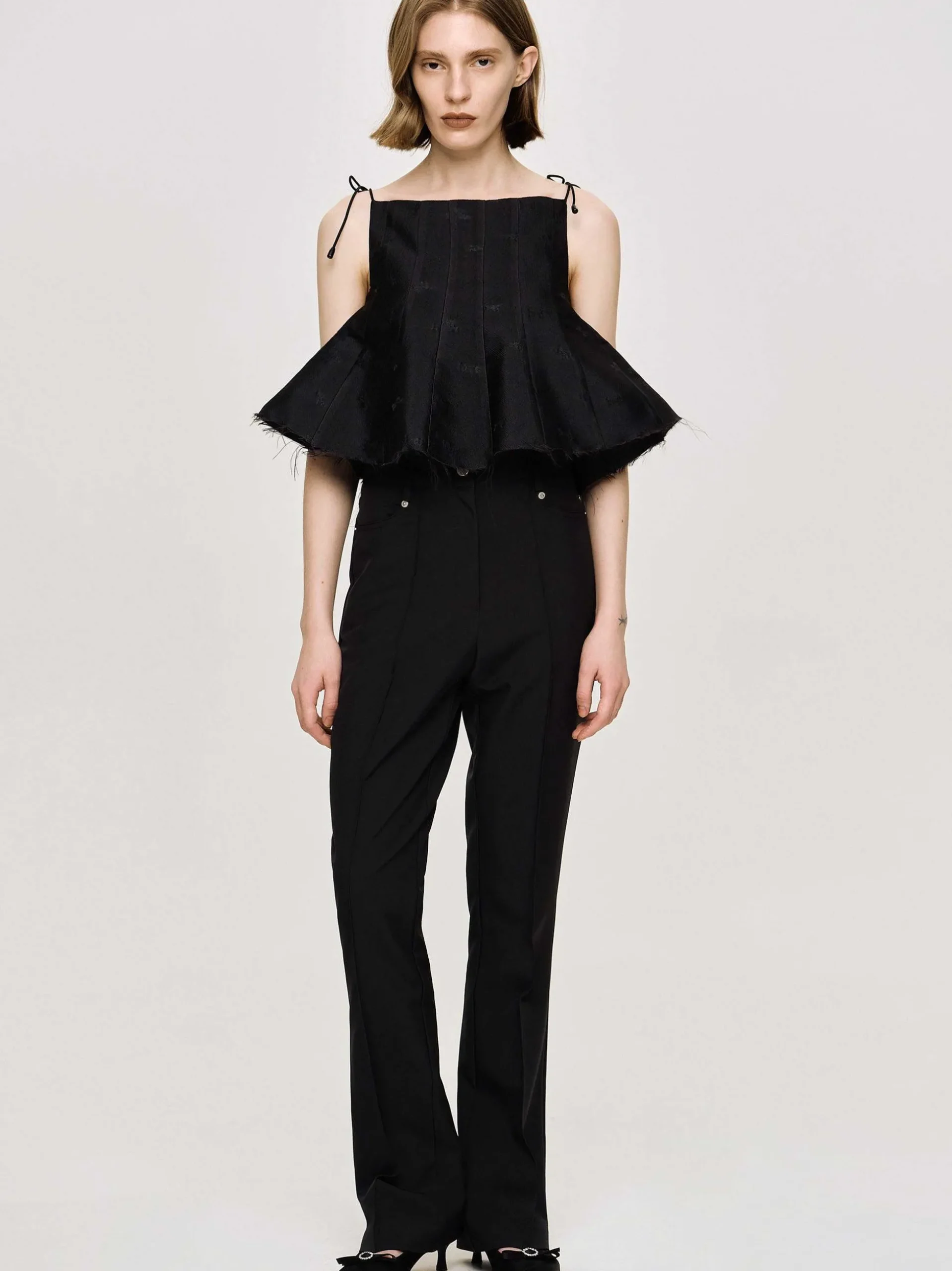 Women Source Unknown Tops-Extra Cropped Camisole, Black