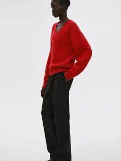 Women Source Unknown Clothing-Extra-Fine Wool Jumper, Red