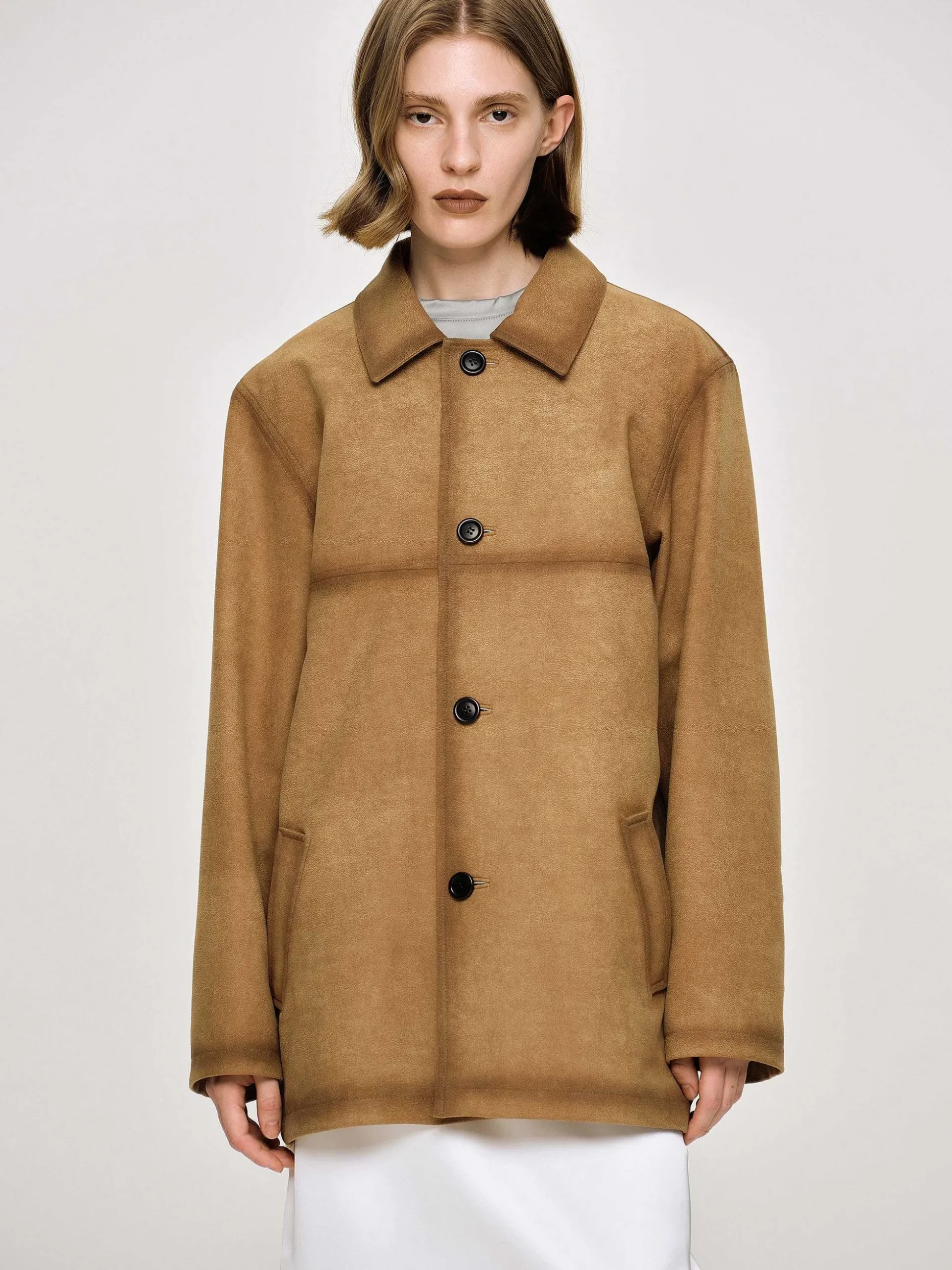 Women Source Unknown Accessories-Faded Sponge Jacket, Camel