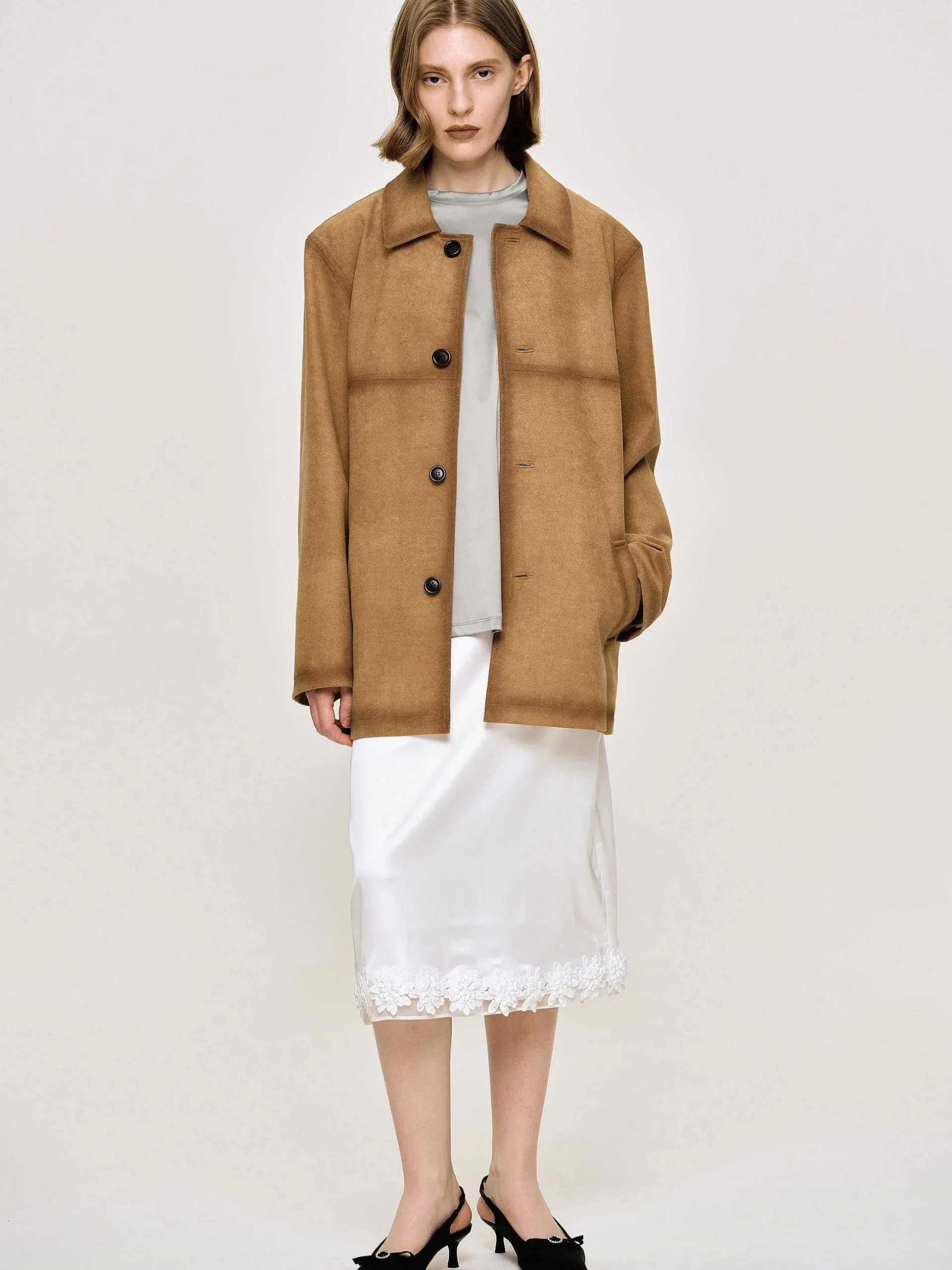 Women Source Unknown Accessories-Faded Sponge Jacket, Camel