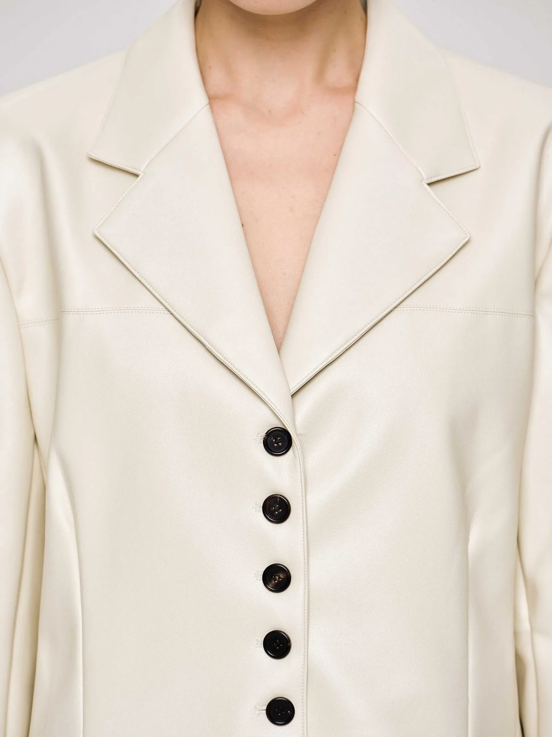 Women Source Unknown Outerwear-Faux Leather Button Jacket, Warm Beige