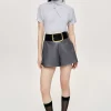 Women Source Unknown Accessories-Faux Leather Shorts, Fossil Grey