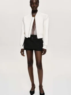 Women Source Unknown Clothing-Faux-Leather Bomber Jacket, White