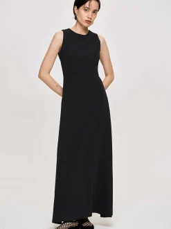 Women Source Unknown Clothing-Fitted Maxi Dress, Black
