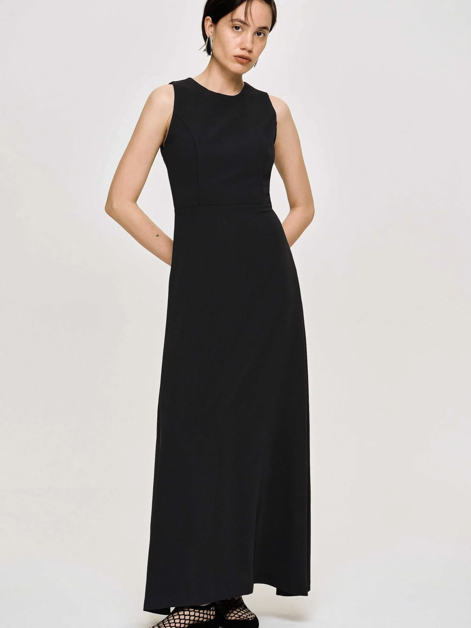Women Source Unknown Dresses-Fitted Maxi Dress, Black