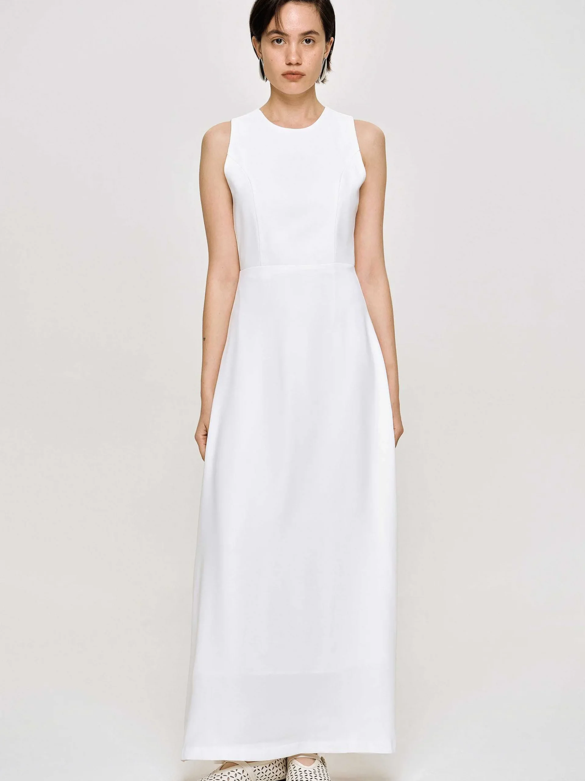 Women Source Unknown Clothing-Fitted Maxi Dress, White