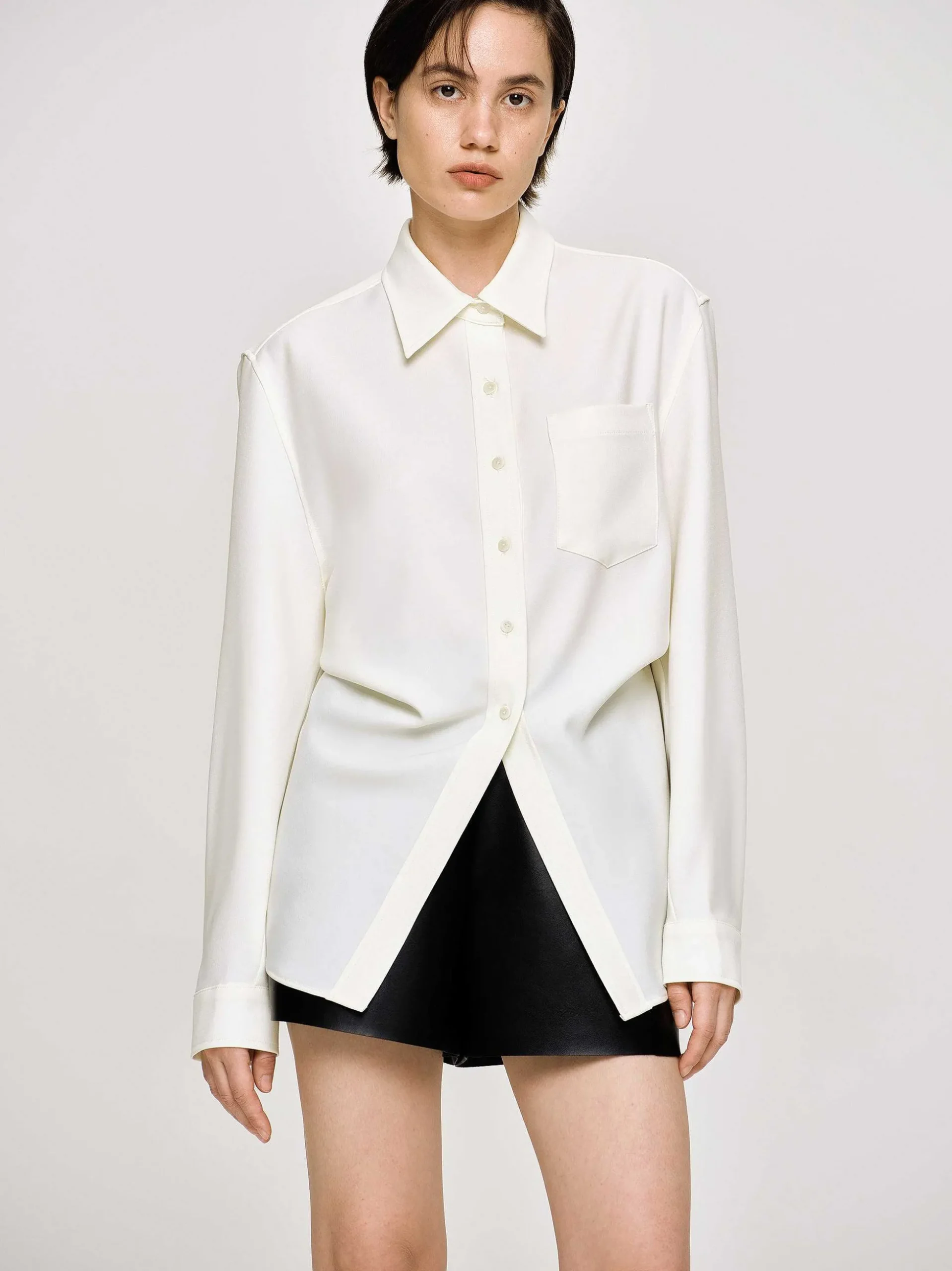 Women Source Unknown Accessories-Fitted Waist Shirt, Alabaster