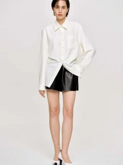 Women Source Unknown Accessories-Fitted Waist Shirt, Alabaster