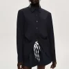 Women Source Unknown Accessories-Fitted Waist Shirt, Navy