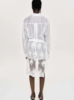 Women Source Unknown Clothing-Flora-Applique Wrap Skirt, White