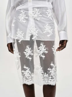 Women Source Unknown Bottoms-Flora-Applique Wrap Skirt, White
