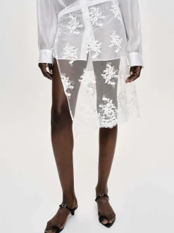 Women Source Unknown Bottoms-Flora-Applique Wrap Skirt, White