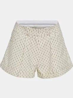 Women Source Unknown Clothing-Floral Micro Shorts, Ivory