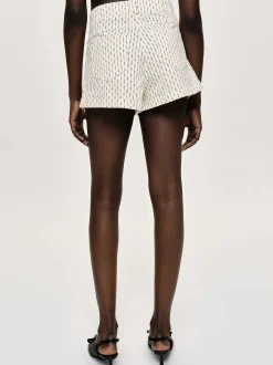 Women Source Unknown Clothing-Floral Micro Shorts, Ivory