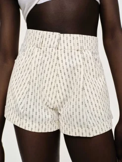 Women Source Unknown Clothing-Floral Micro Shorts, Ivory