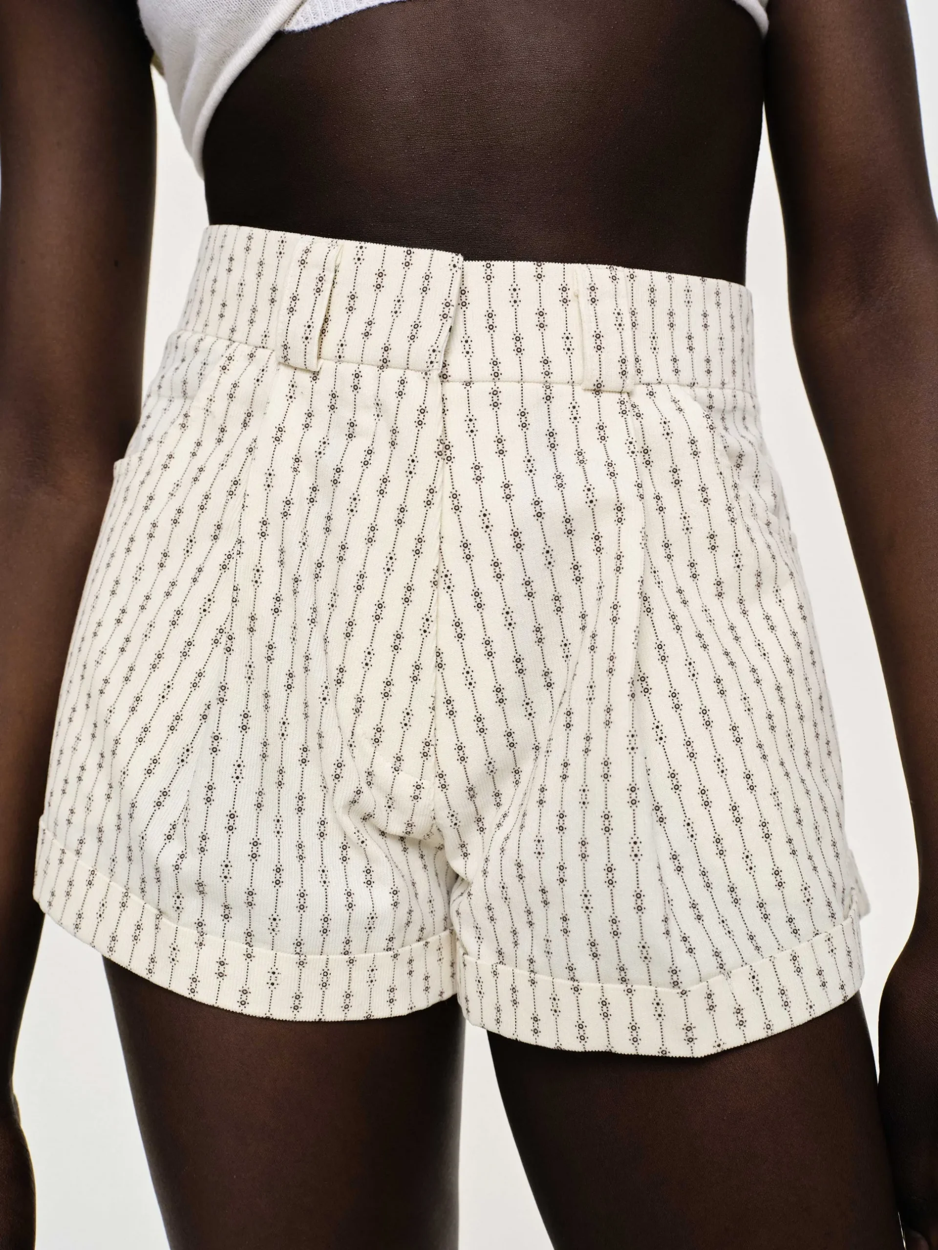 Women Source Unknown Clothing-Floral Micro Shorts, Ivory