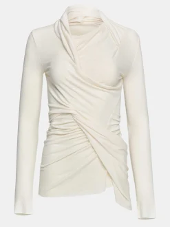 Women Source Unknown Tops-Folgore Asymmetric Drape Top, Ivory