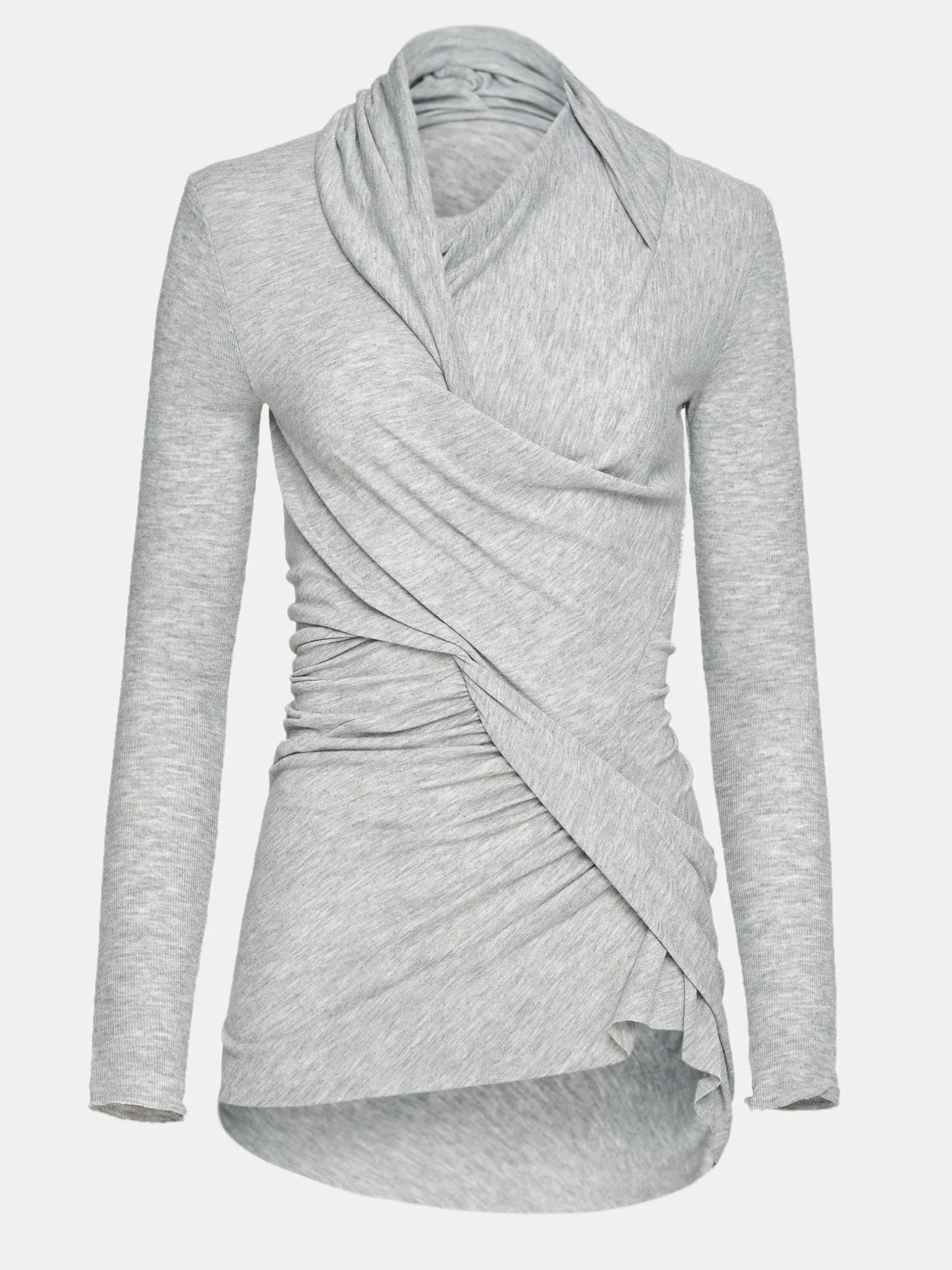 Women Source Unknown Clothing-Folgore Asymmetric Drape Top, Grey