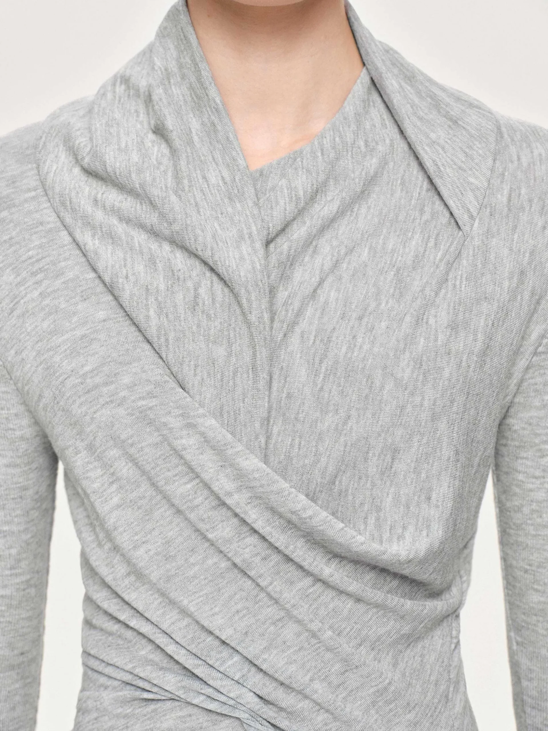 Women Source Unknown Clothing-Folgore Asymmetric Drape Top, Grey