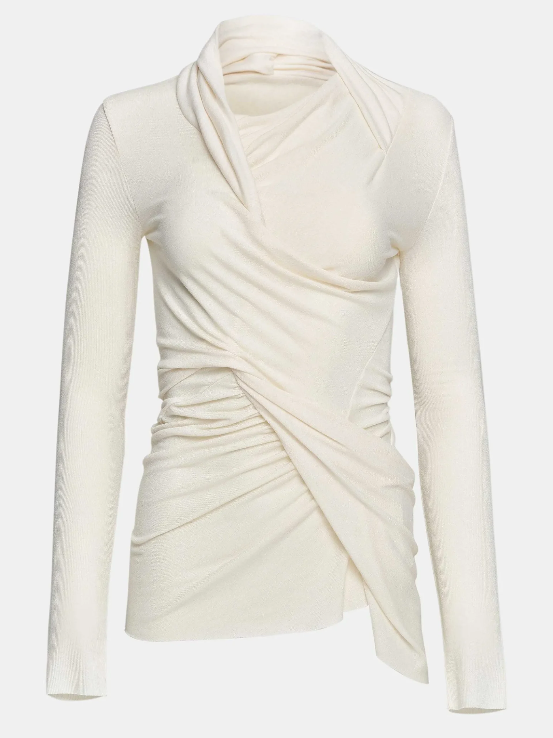 Women Source Unknown Clothing-Folgore Asymmetric Drape Top, Ivory