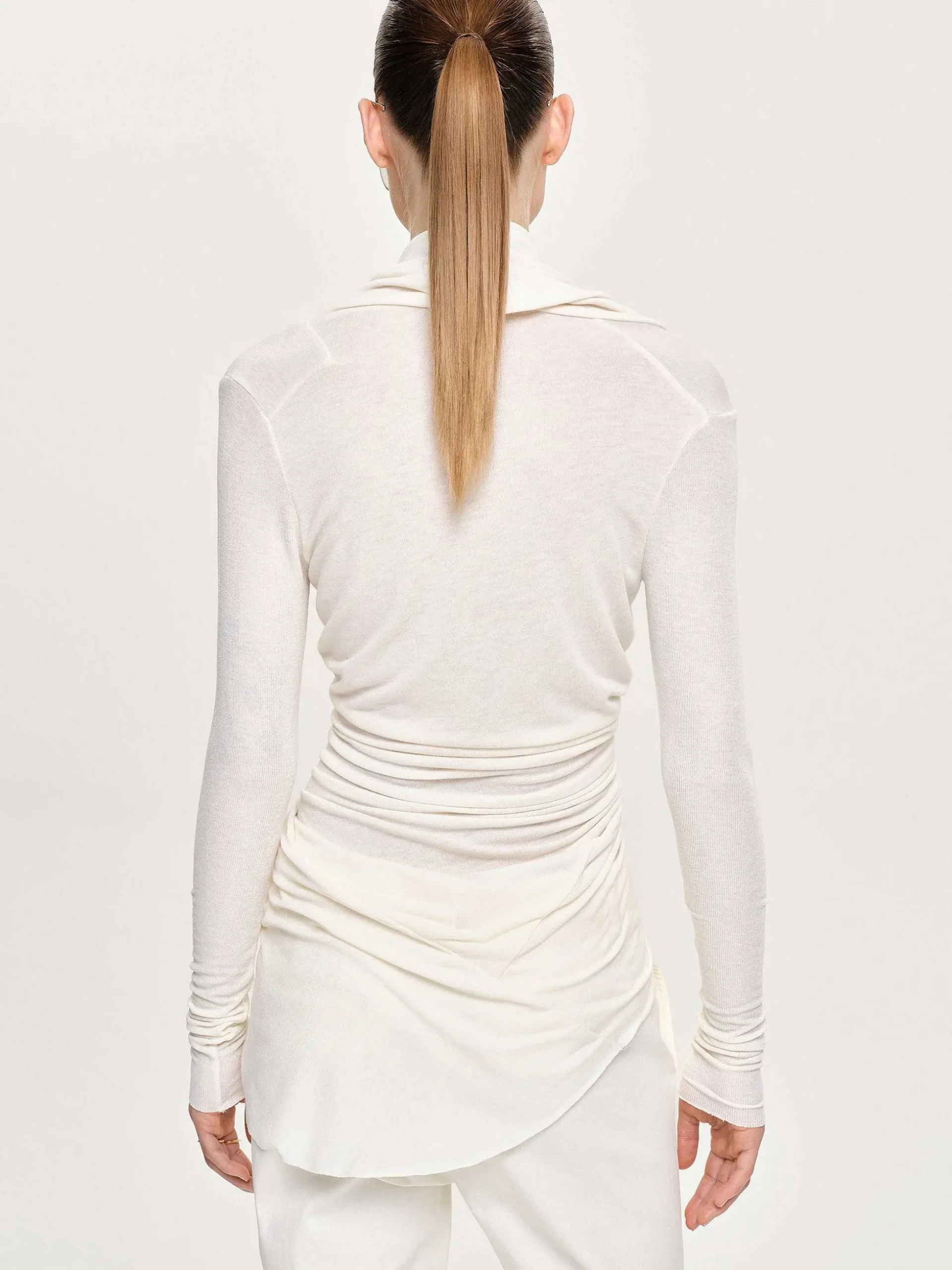 Women Source Unknown Clothing-Folgore Asymmetric Drape Top, Ivory