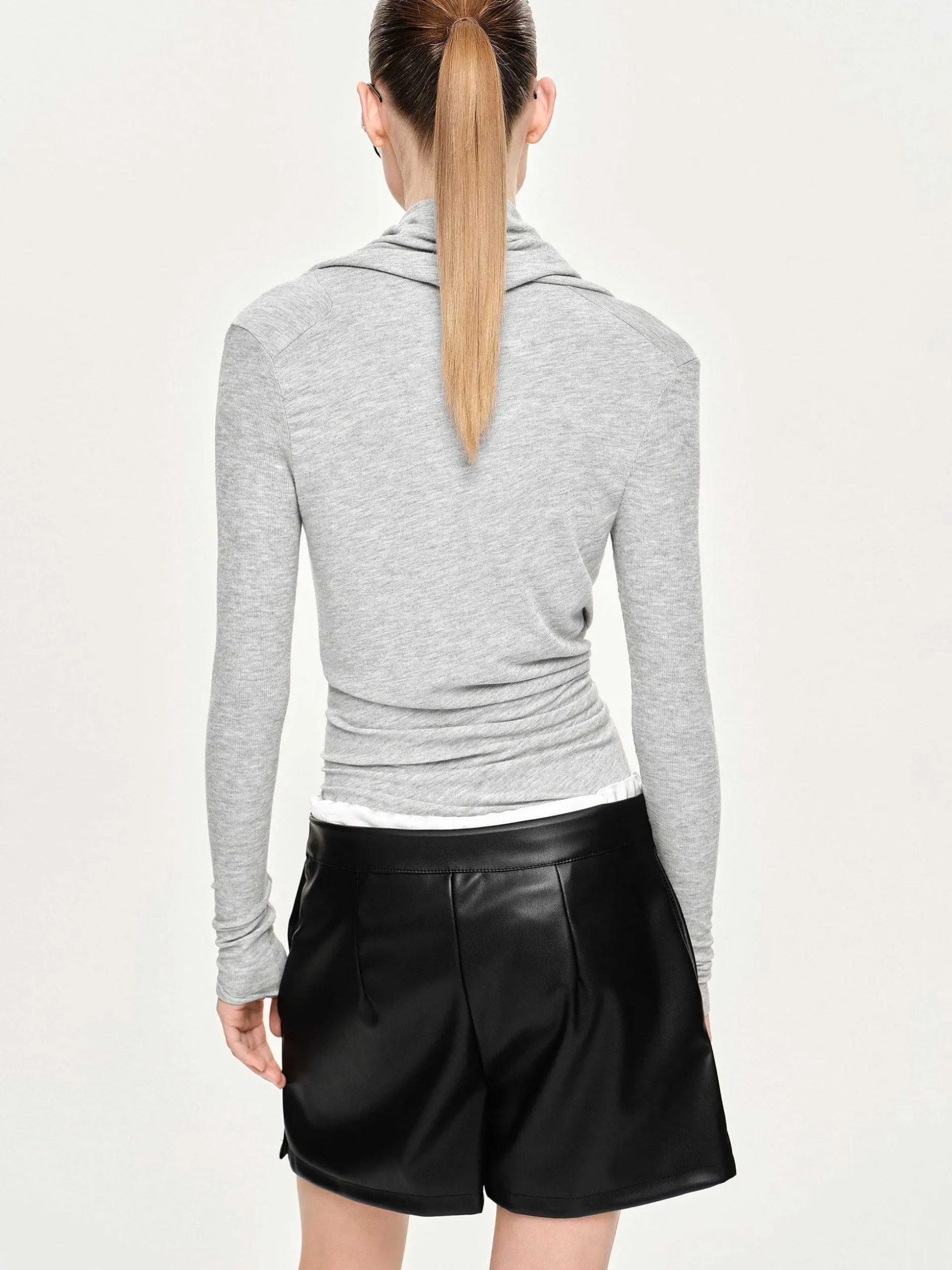 Women Source Unknown Tops-Folgore Asymmetric Drape Top, Grey