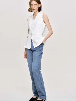 Women Source Unknown Clothing-Full-Length Slim Jeans, Medium Blue
