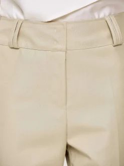 Women Source Unknown Clothing-Gabardine Straight-Leg Trousers, Beige