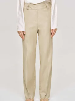 Women Source Unknown Bottoms-Gabardine Straight-Leg Trousers, Beige