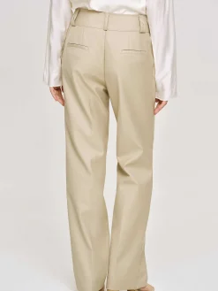 Women Source Unknown Bottoms-Gabardine Straight-Leg Trousers, Beige