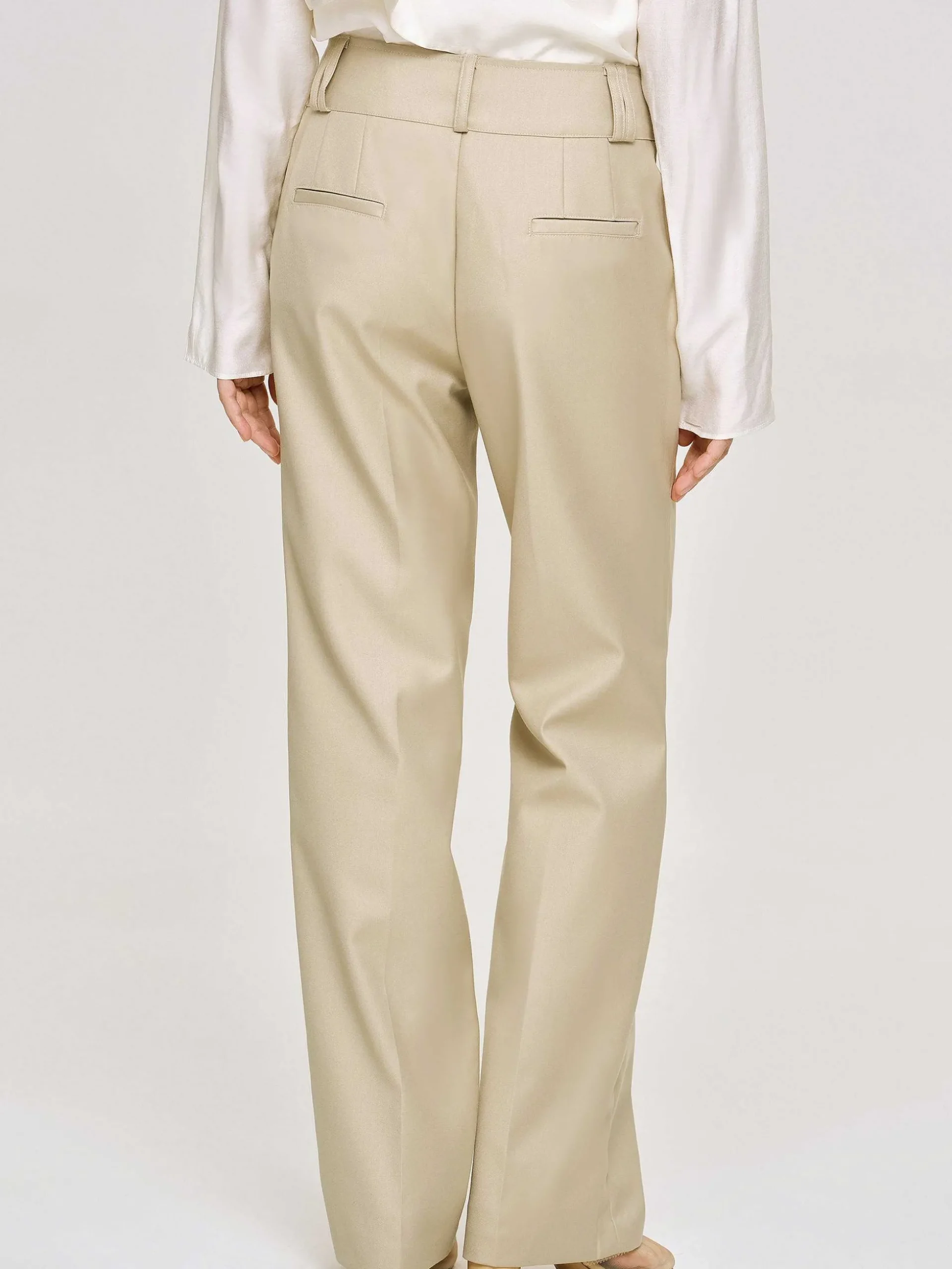 Women Source Unknown Bottoms-Gabardine Straight-Leg Trousers, Beige