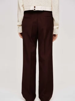Women Source Unknown Bottoms-Gabardine Suit Trousers, Merlot Brown