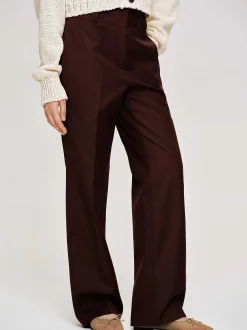 Women Source Unknown Bottoms-Gabardine Suit Trousers, Merlot Brown