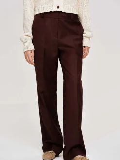 Women Source Unknown Clothing-Gabardine Suit Trousers, Merlot Brown