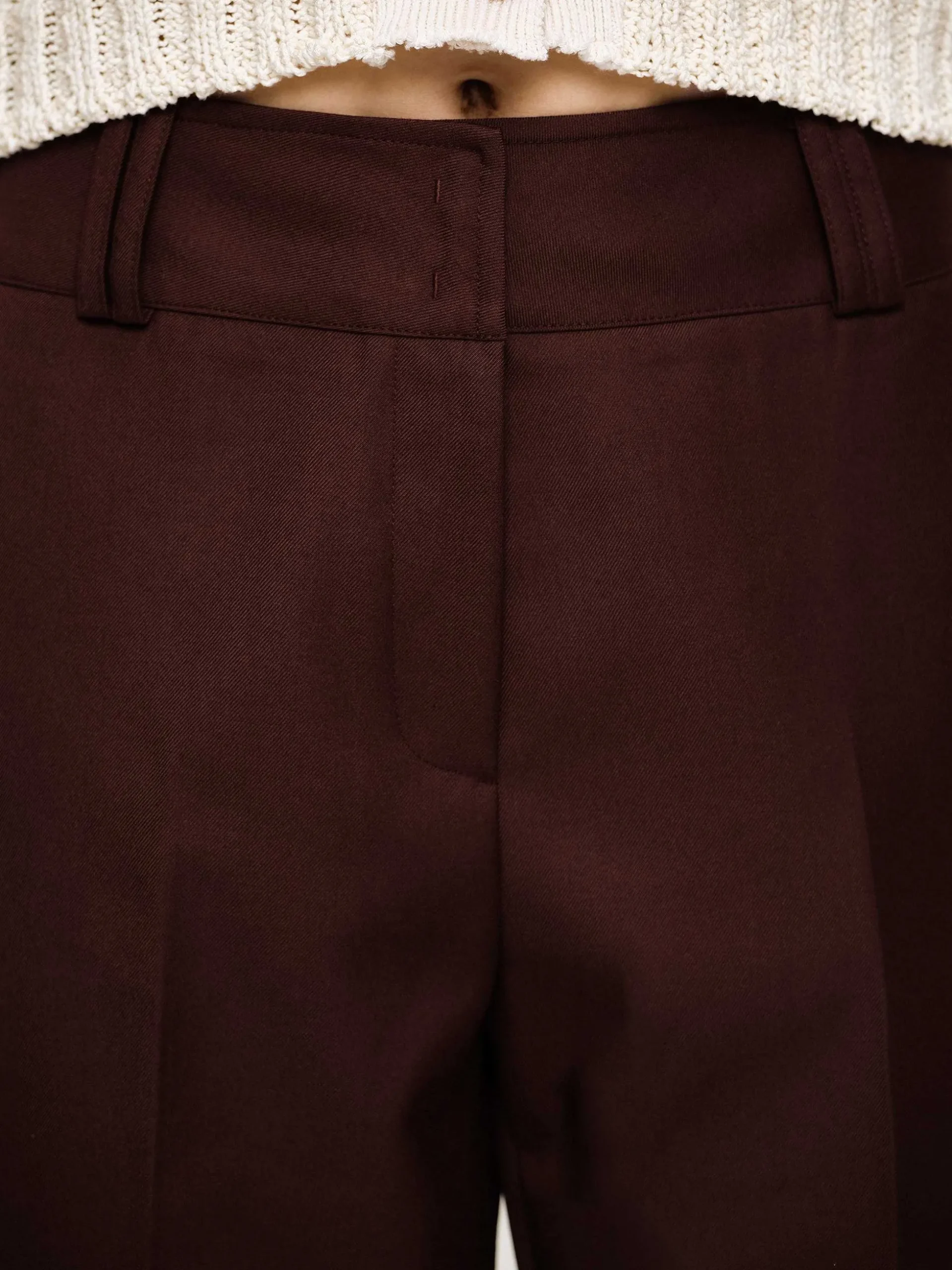 Women Source Unknown Clothing-Gabardine Suit Trousers, Merlot Brown