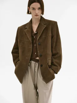 Women Source Unknown Accessories-Hailey Lambskin Blazer, Pecan