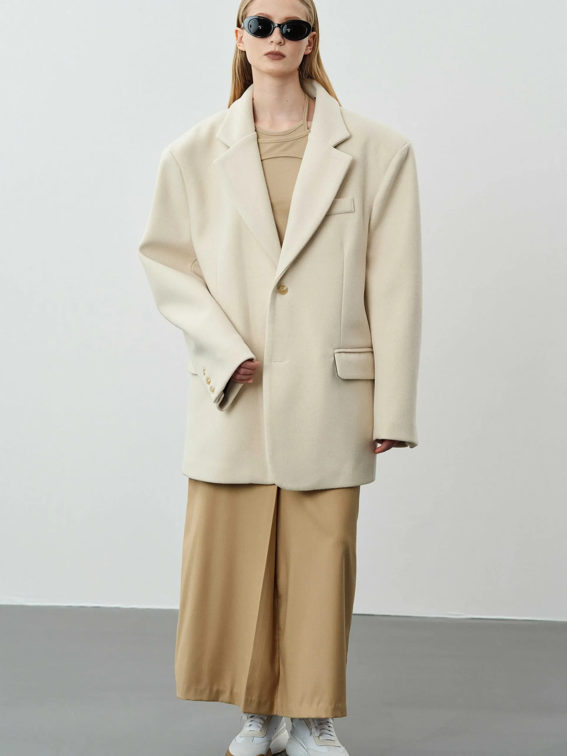 Women Source Unknown Accessories-Hayk Oversized Boyfriend Blazer, Cream