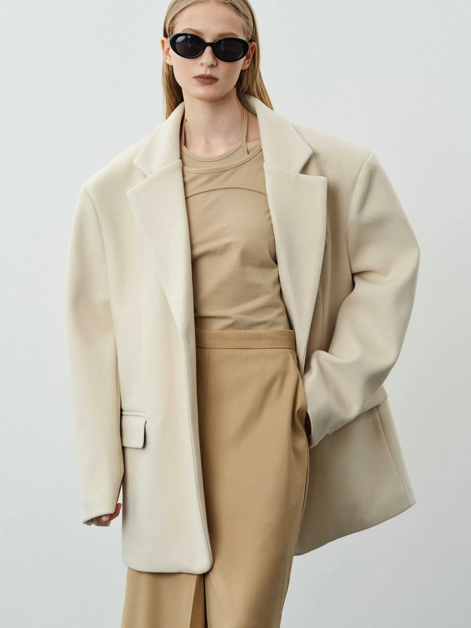 Women Source Unknown Accessories-Hayk Oversized Boyfriend Blazer, Cream